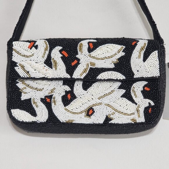 Anthropologie The Fiona Beaded Bag Swans NWT - Picture 3 of 7